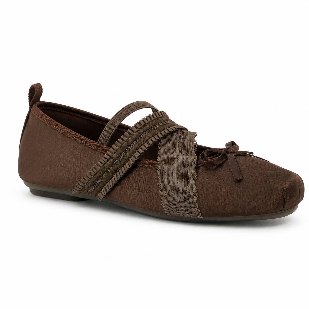 Brown square toe Mary Jane shoe