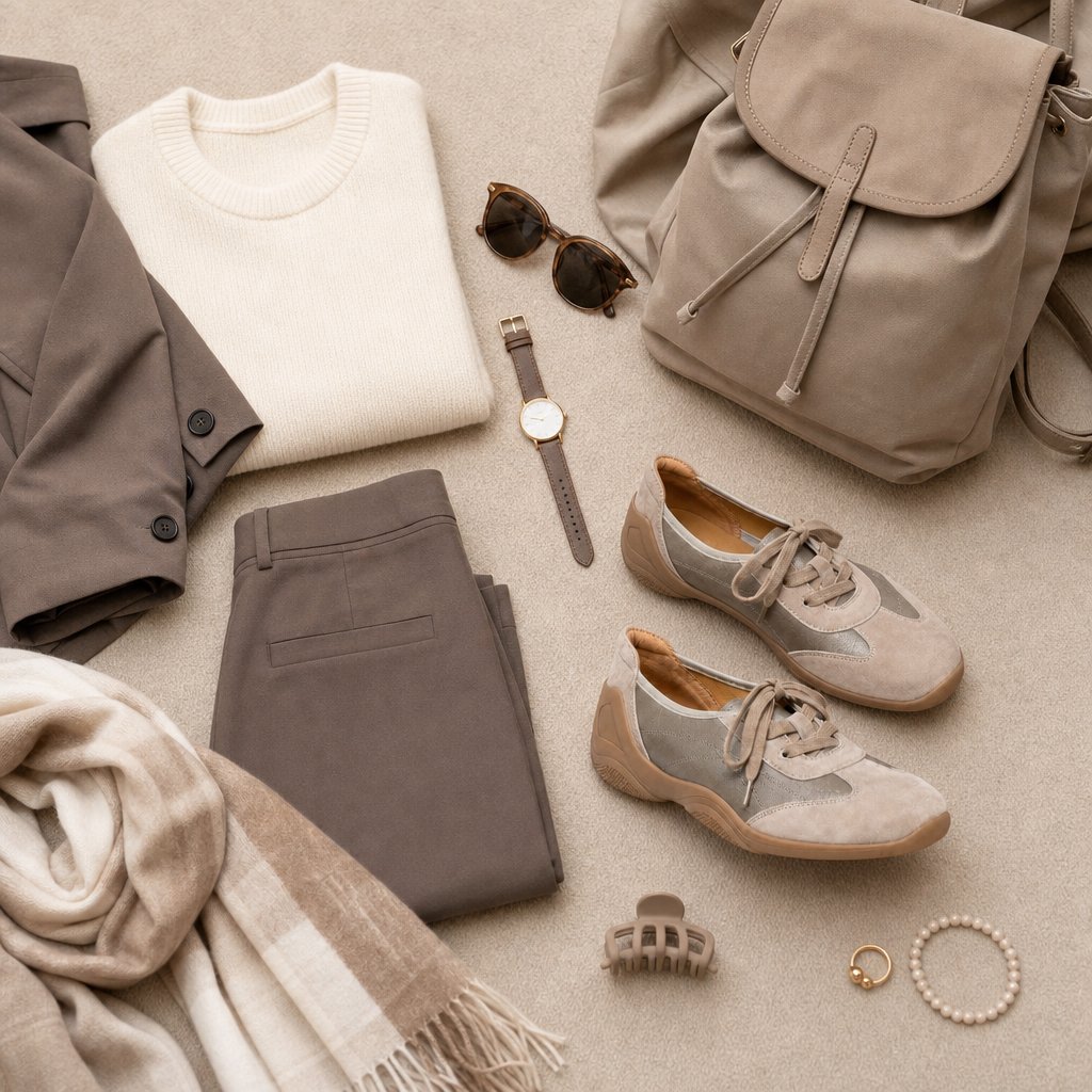Khaki-loaferit varusteineen