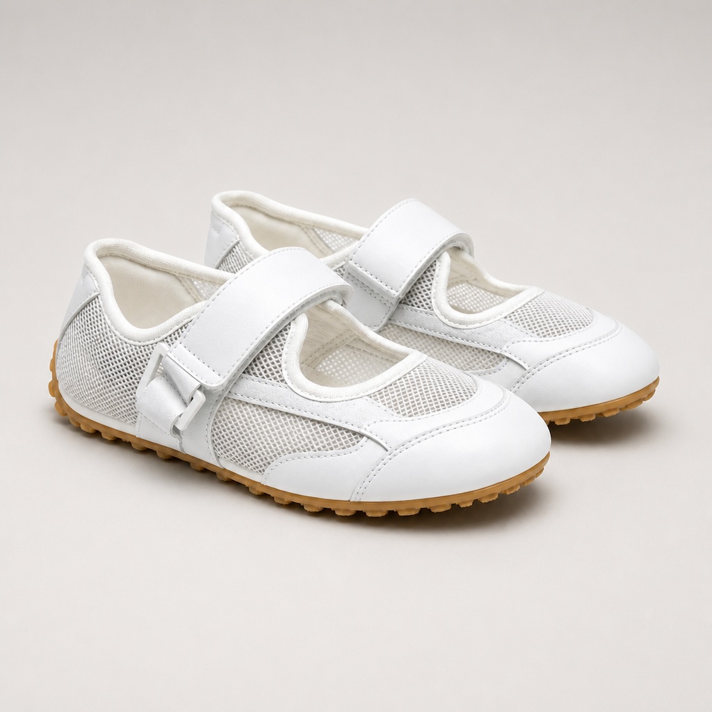 White color casual flat shoes on clean background