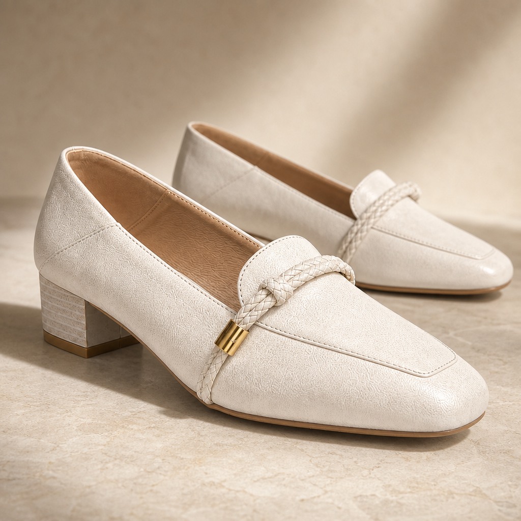 Tiivis tuotekoostumus, jossa näkyy ketjuhihna ja loafer-päällinen