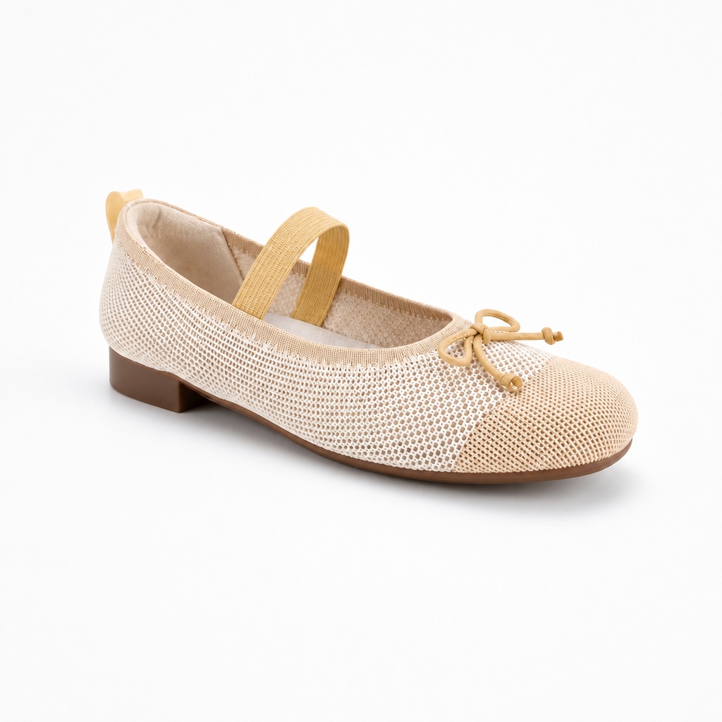 Beige yellow round toe flats color option