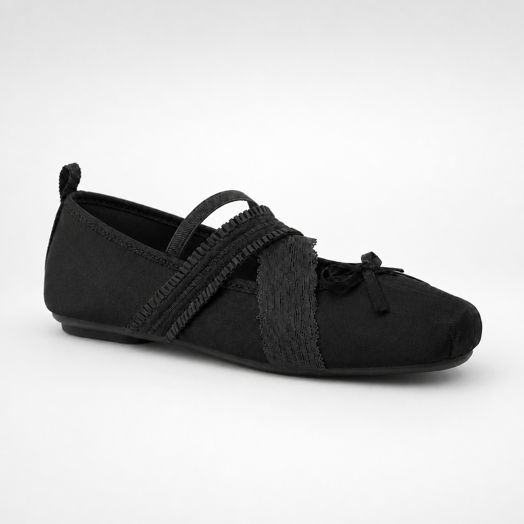 Black square toe Mary Jane shoe