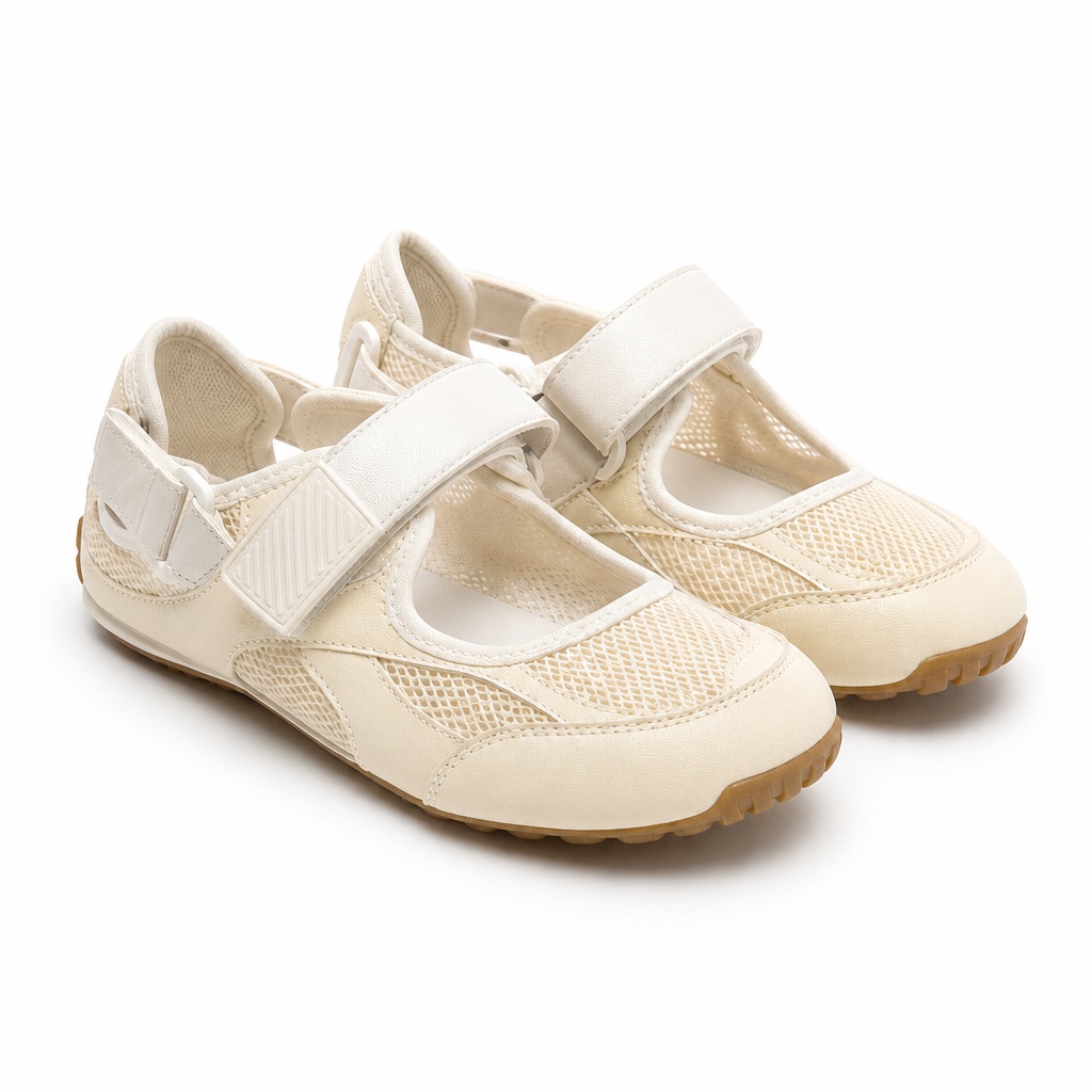 Yellow beige color casual flat shoes on clean background