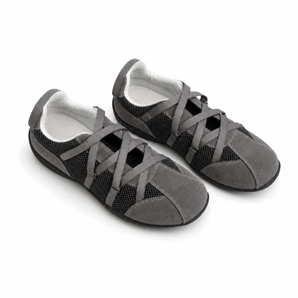 Charcoal gray rubber sole sport shoes