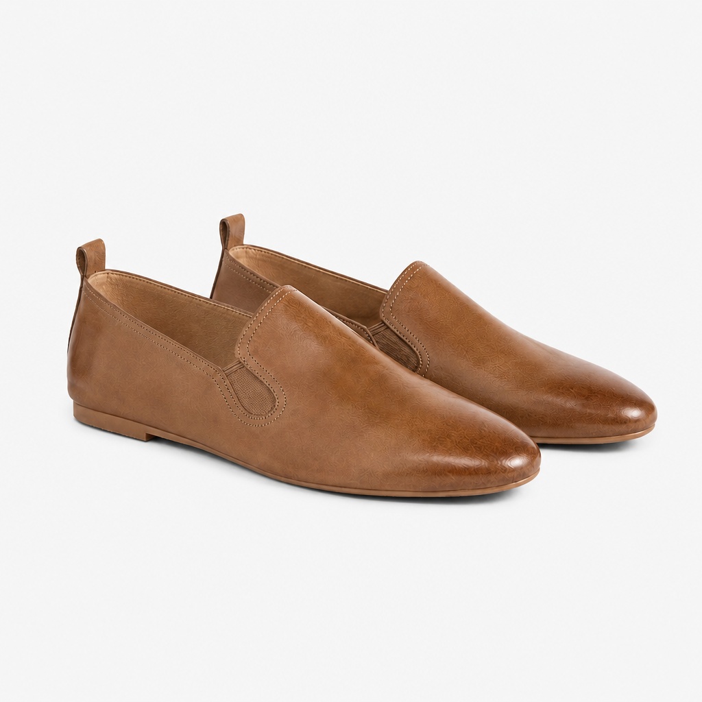 Khaki matalakorkoiset loaferit valkoisella pohjalla
