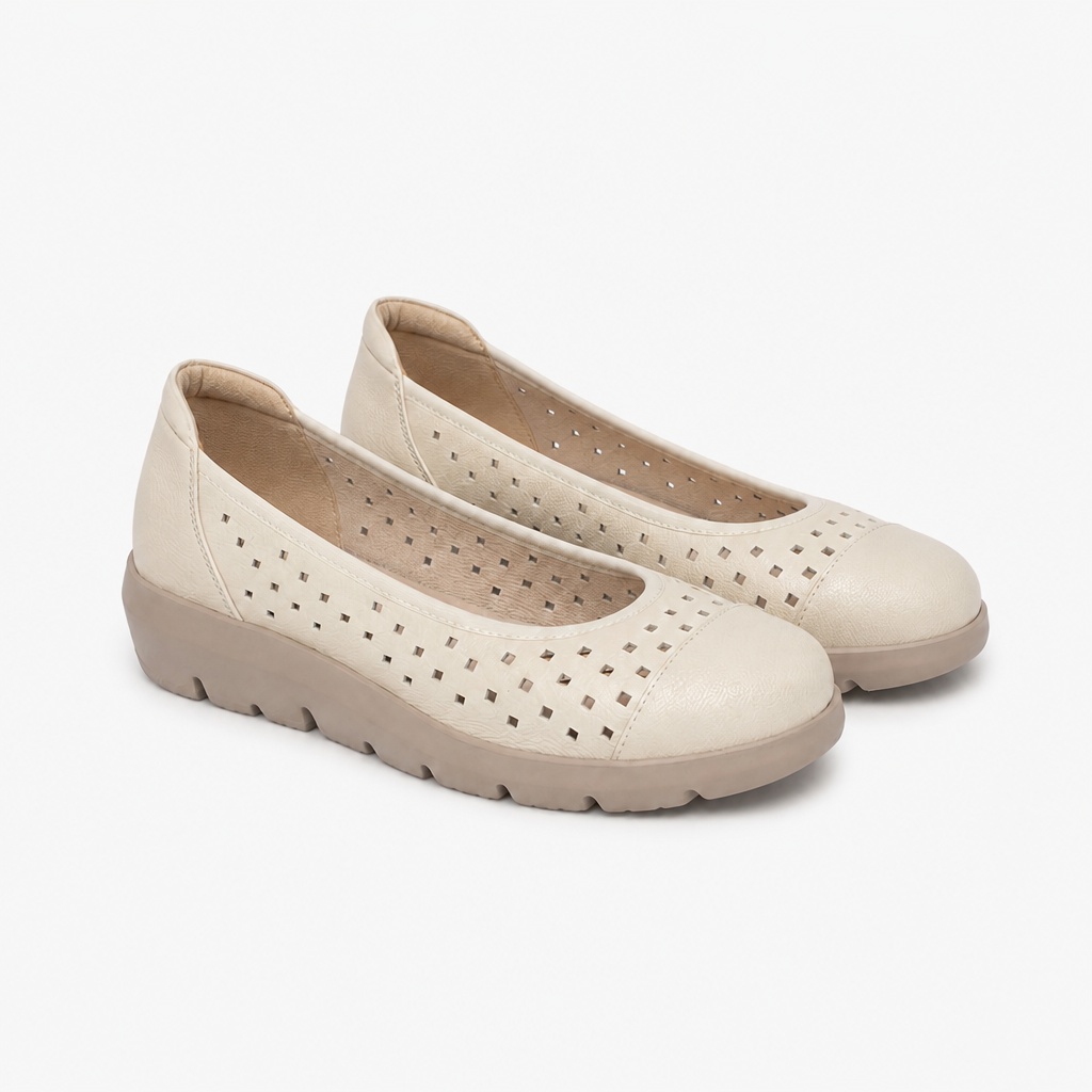 Luonnonvalkoiset tuuletetut loaferit