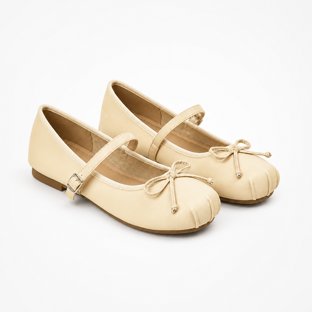 Yellow round toe ballet flats