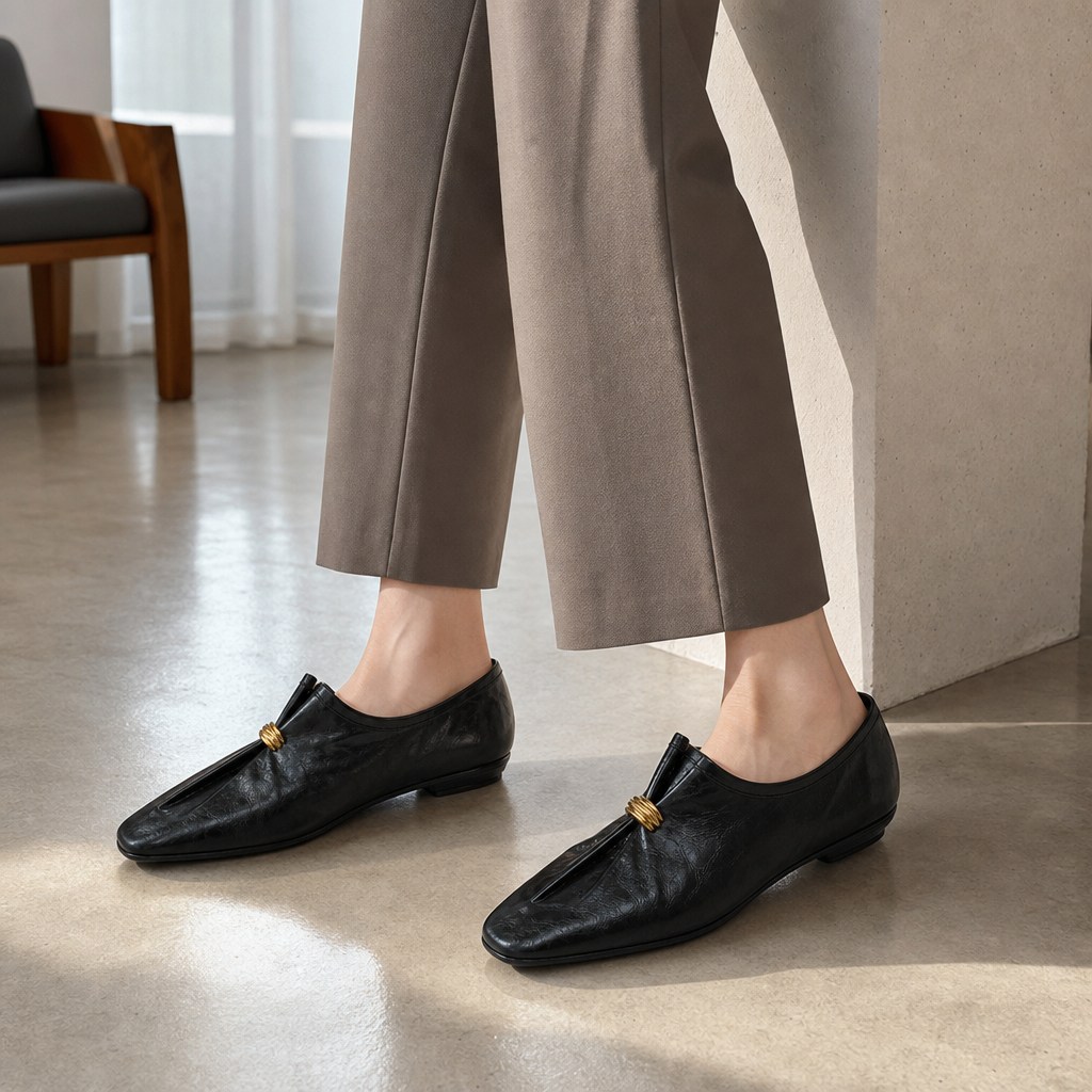 Mustat loaferit, joita käytetään sisätiloissa