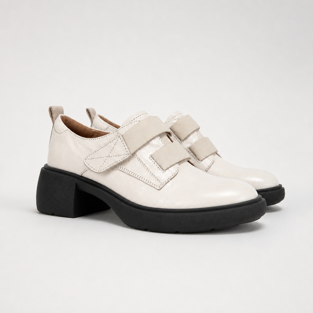 Mocassins blancs confortables à semelle épaisse - vue complète du produit