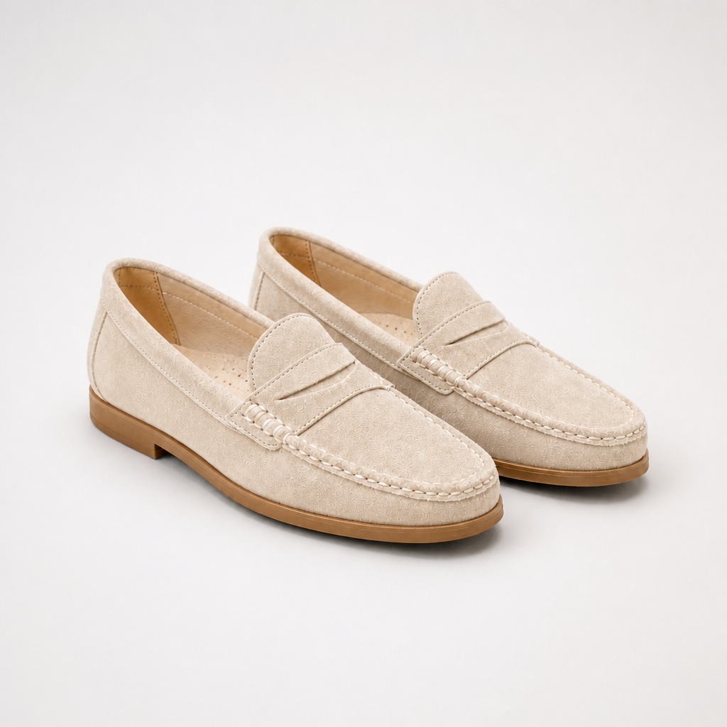 Khaki slip-on flat loafers