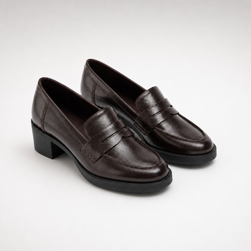Brown sleek platform sole smart casual shoes