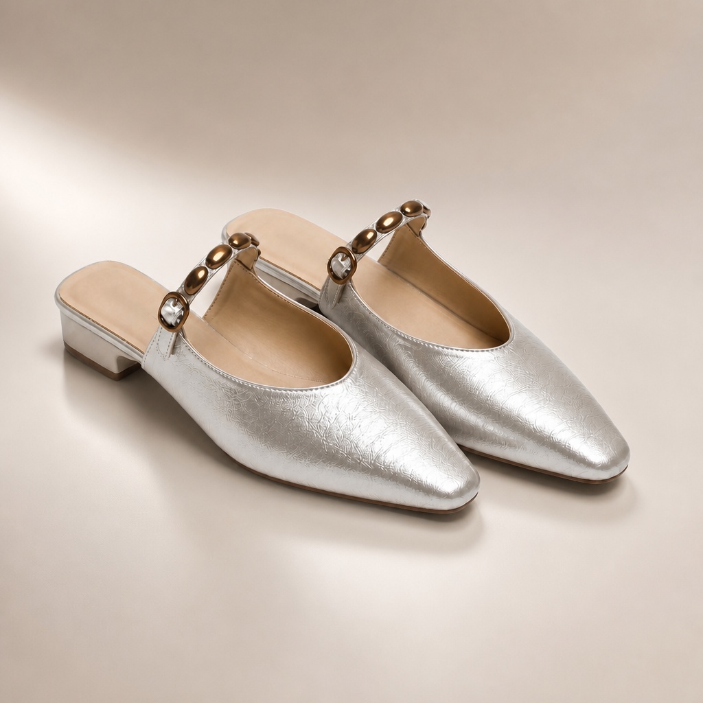 White chunky heel shoes on a plain background