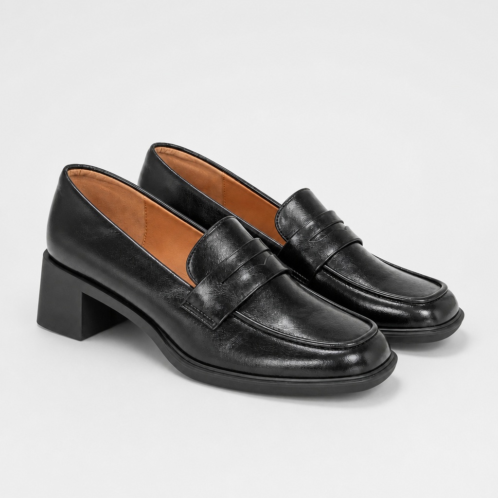 Mocassins noirs structurés à bout rond