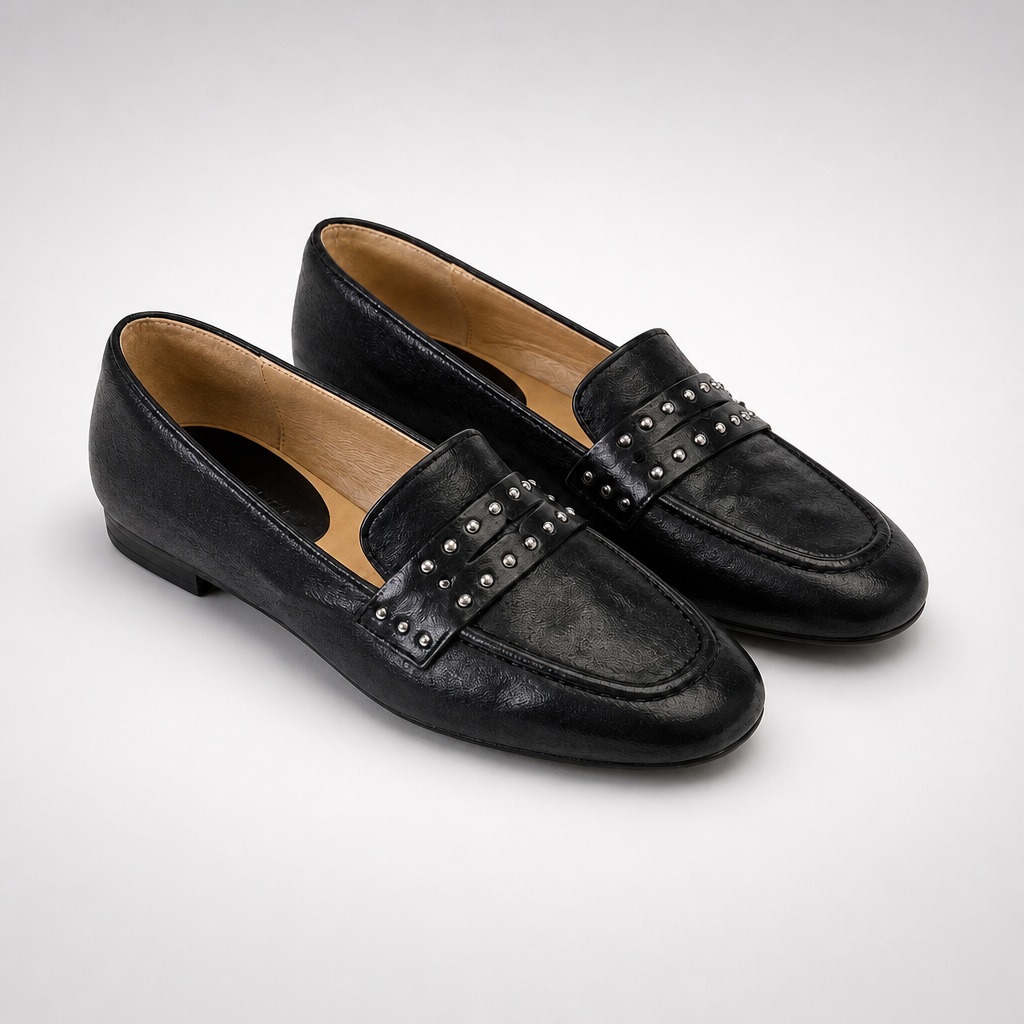 Black refined stitch office comfort loafers
