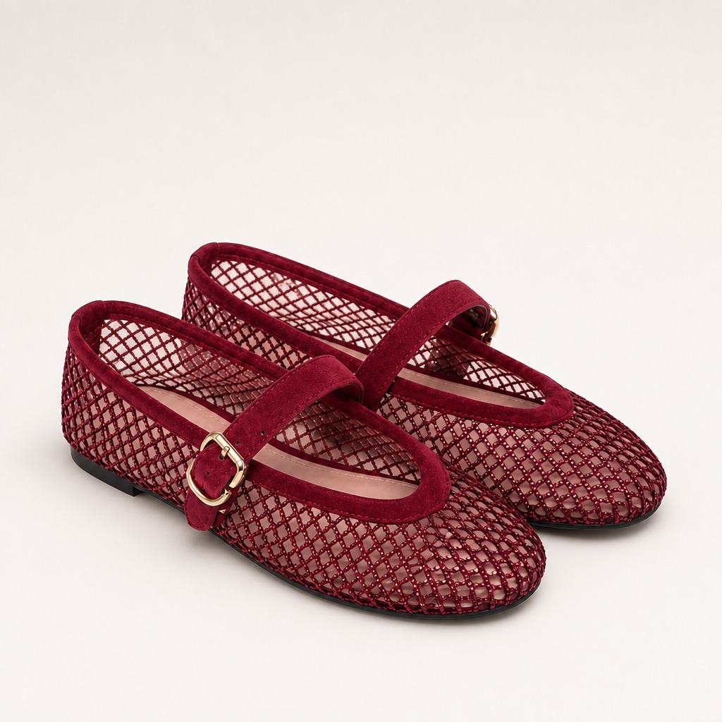 Ballerine Mary Jane rosse e scintillanti