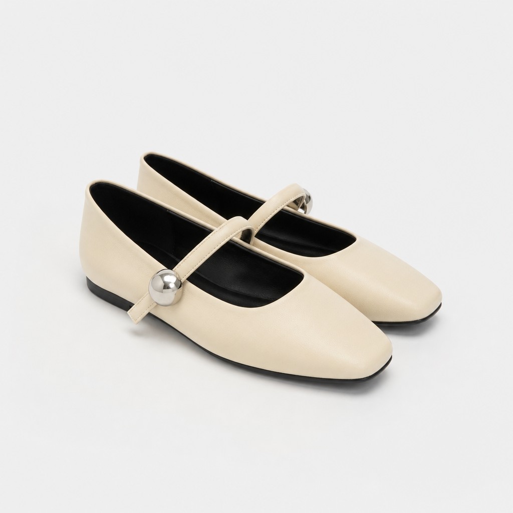 Beige neliömäinen varvas Mary Jane