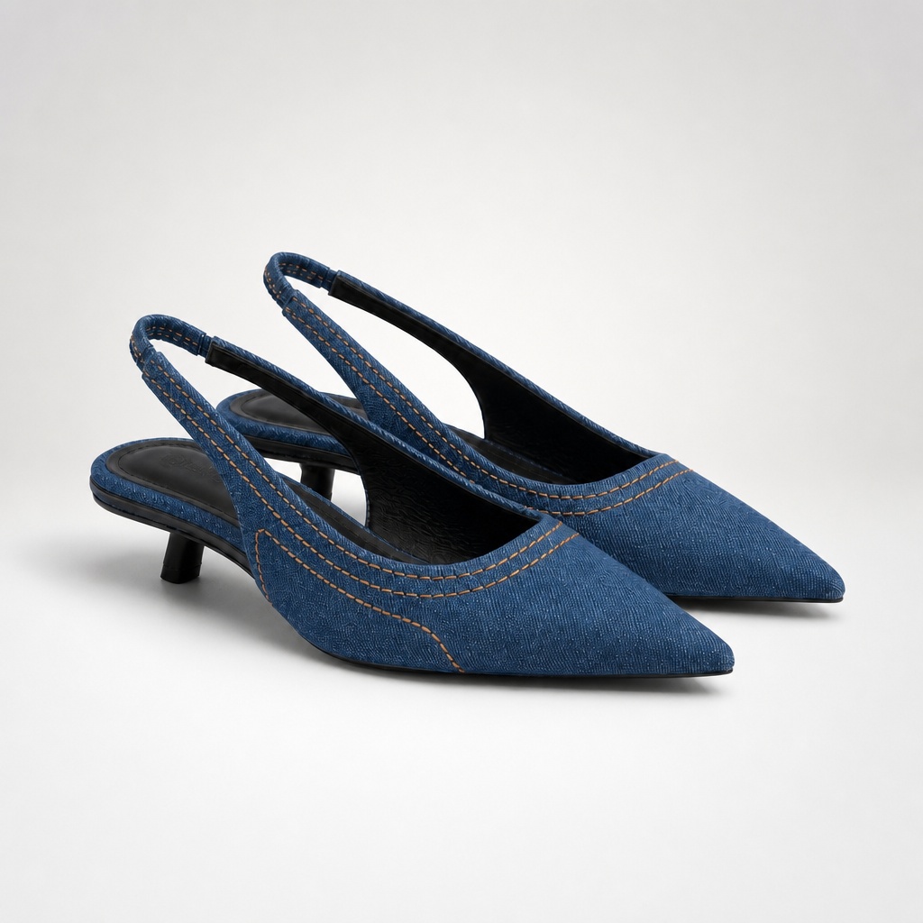 Opção de cor de salto slingback azul marinho