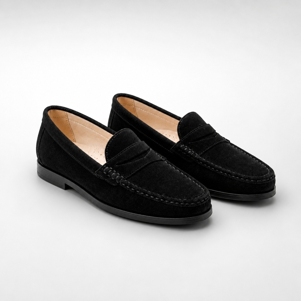 Black slip-on flat loafers