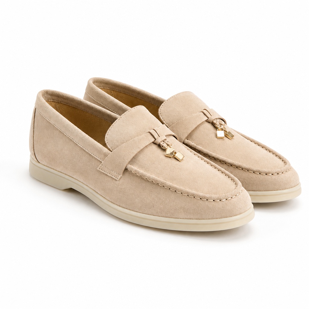 paire isolée de mocassins à pampilles abricot