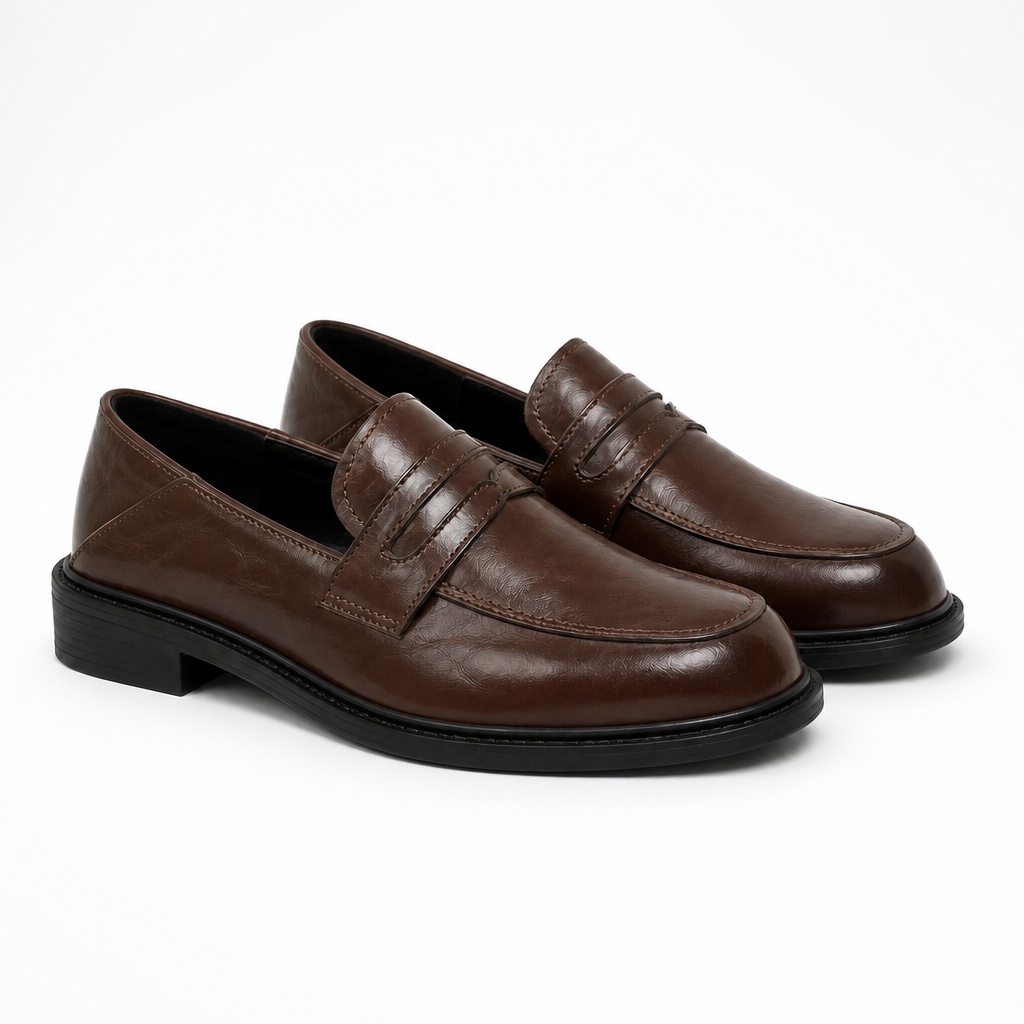 mocassins de bureau marron à talon bas raffiné