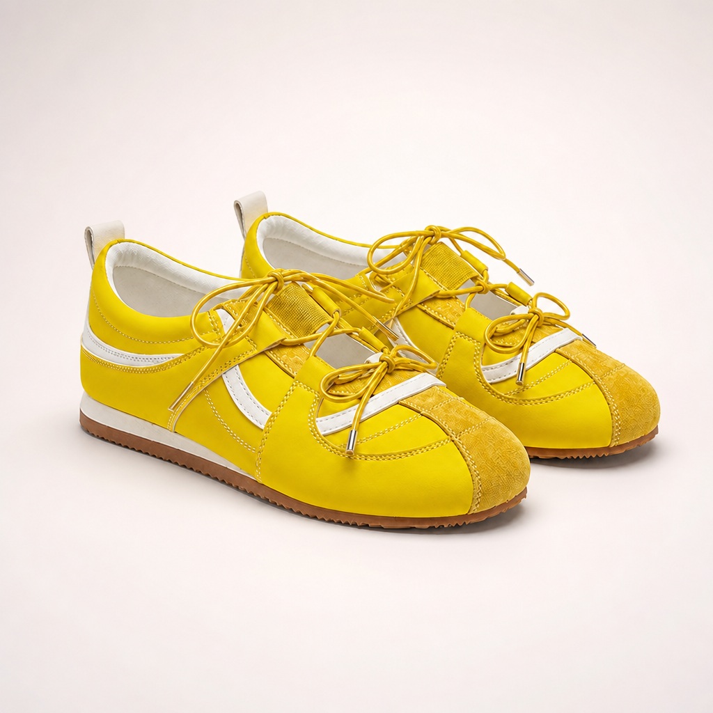 Κίτρινη παραλλαγή των casual sneakers με κορδόνια