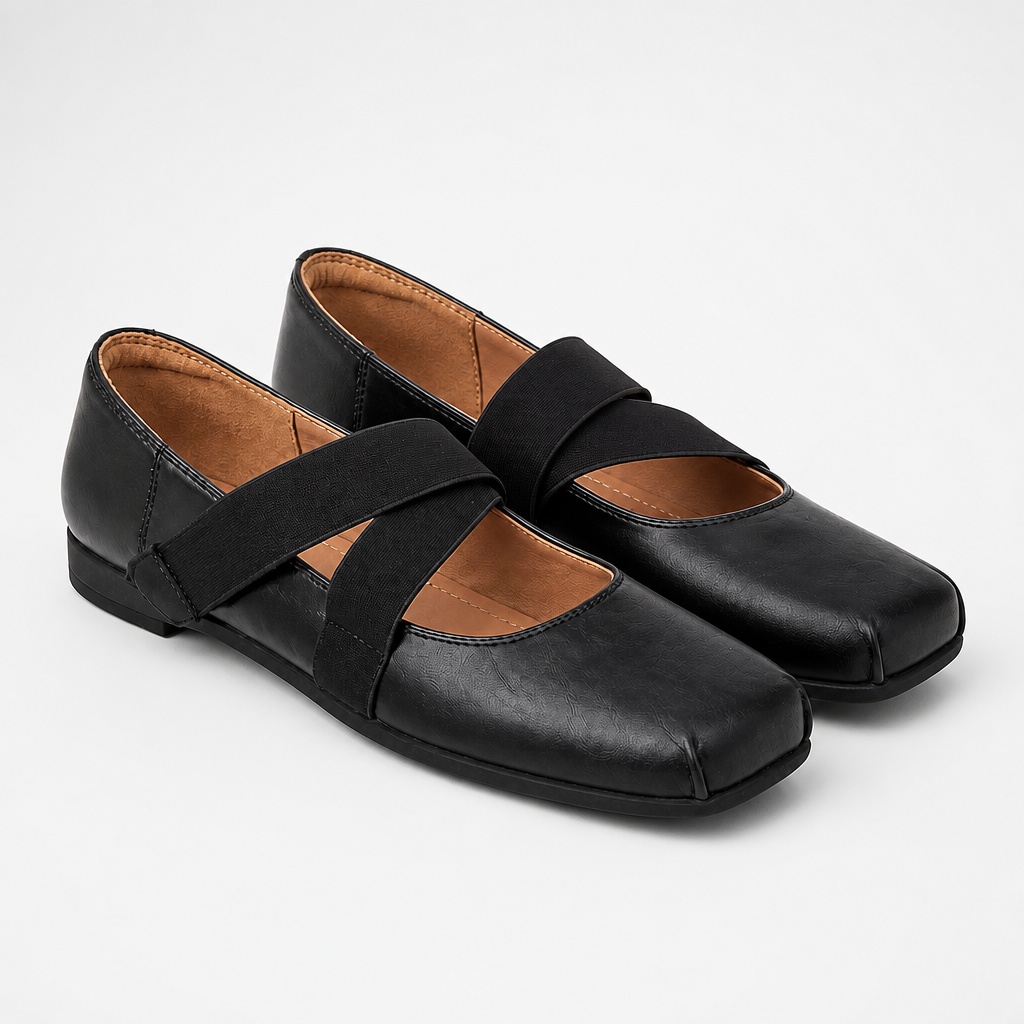 Scarpe comode Mary Jane nere - Vista completa del prodotto