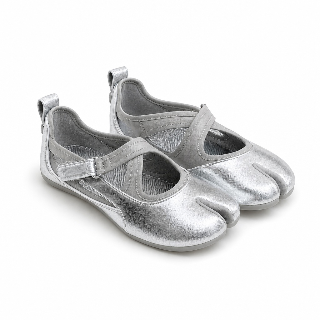 Ballerine Mary Jane con punta divisa color argento, opzione colore