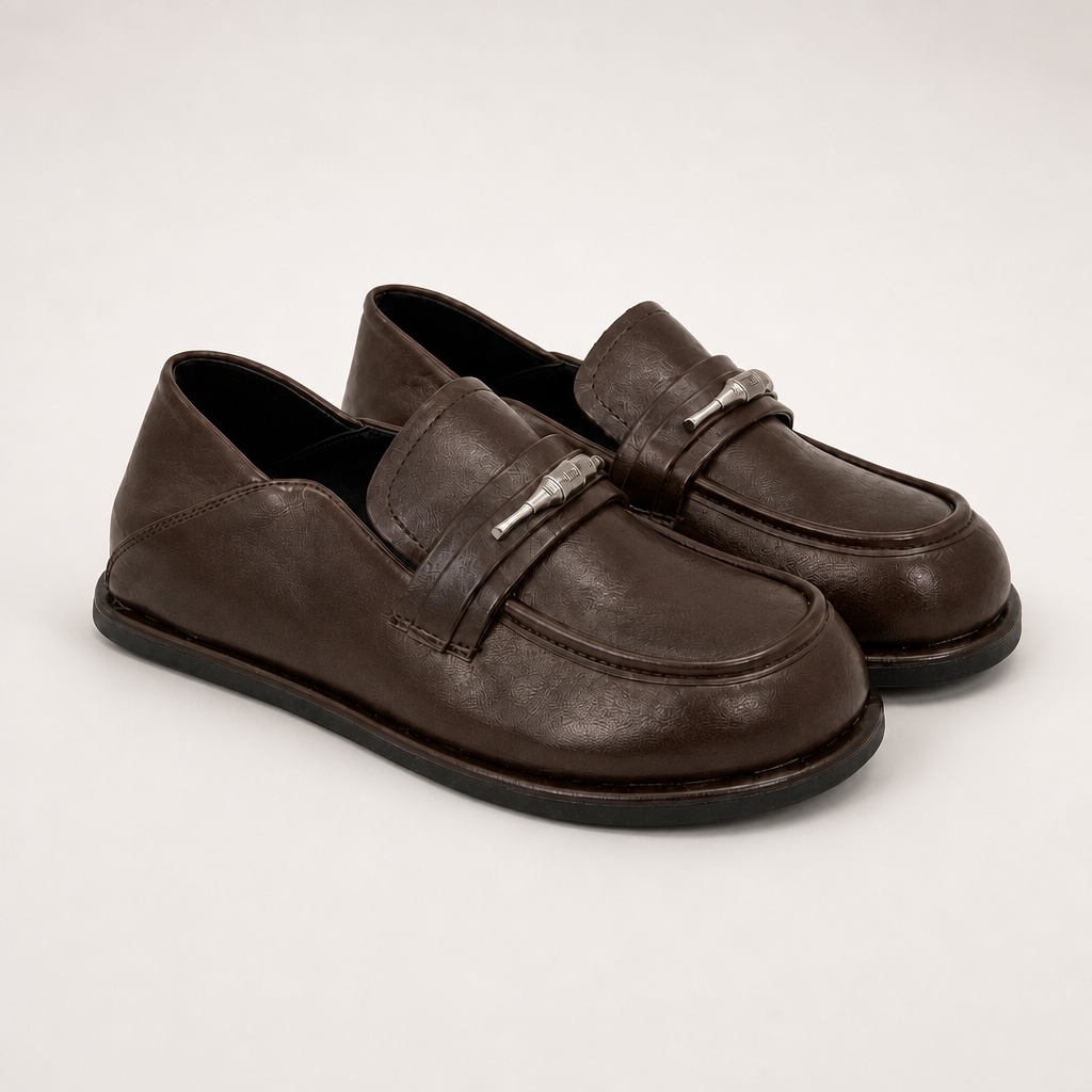 Mocassins marron à bout arrondi et coussinets