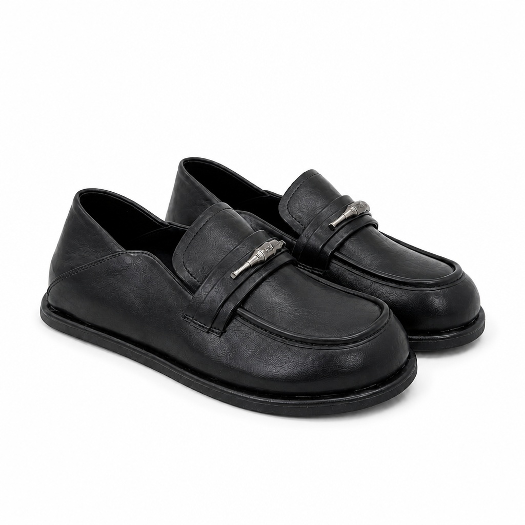 Mocassins noirs à bout arrondi et coussinés