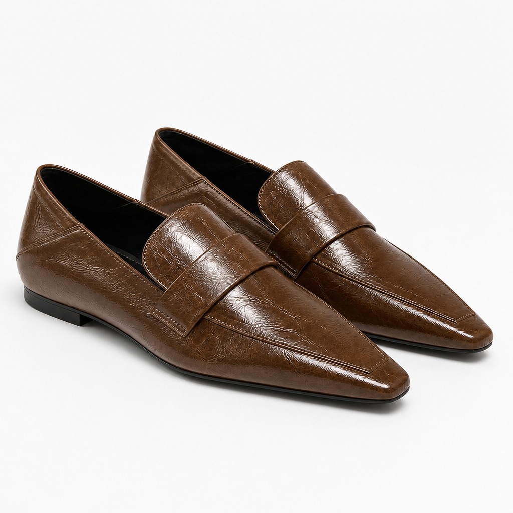 ballerines marron vernies à enfiler