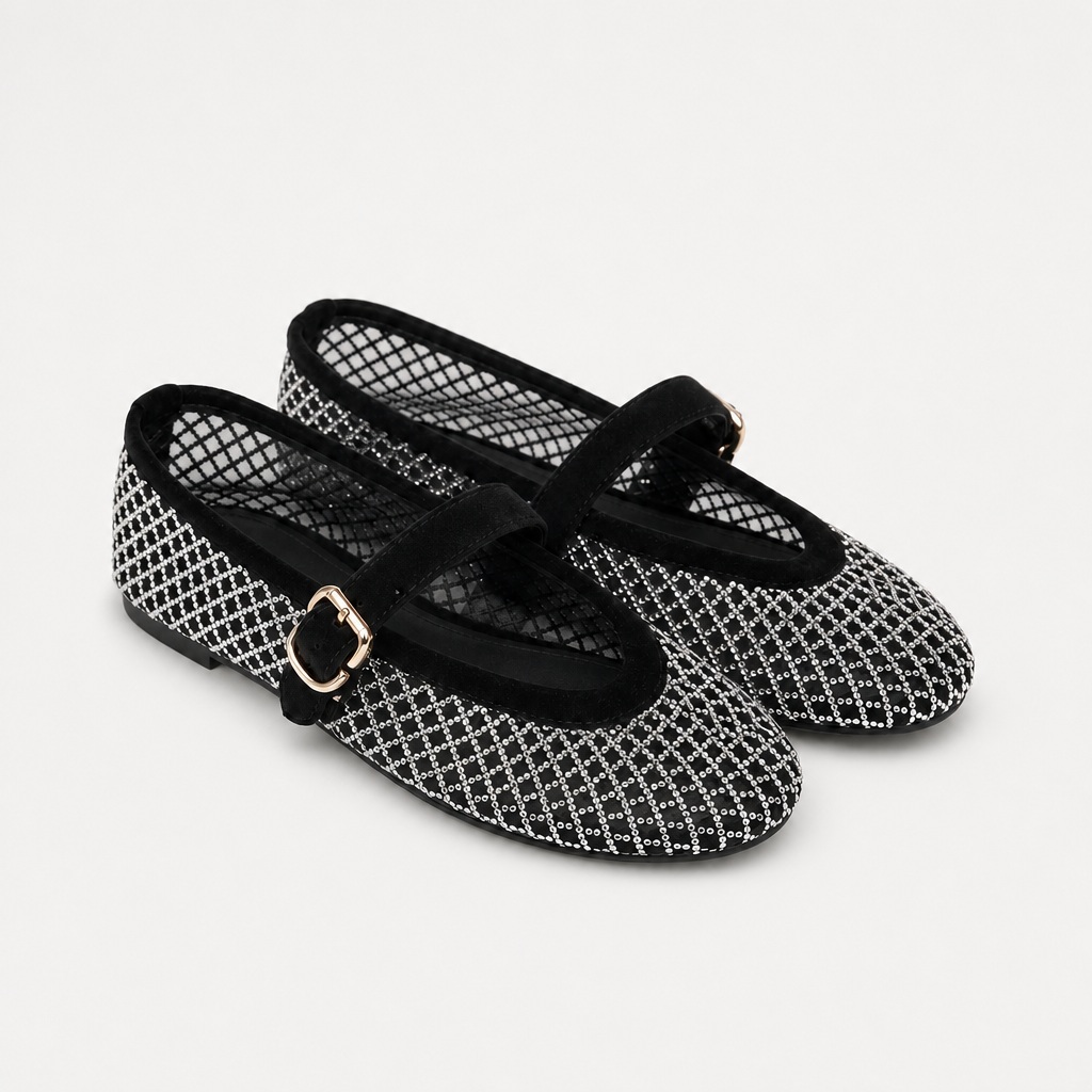 Ballerine Mary Jane nere scintillanti