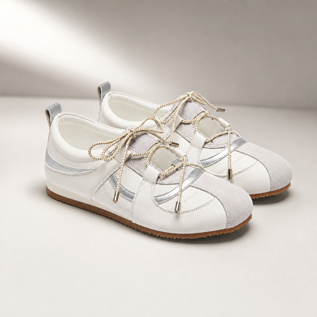 Λευκή παραλλαγή των casual sneakers με κορδόνια