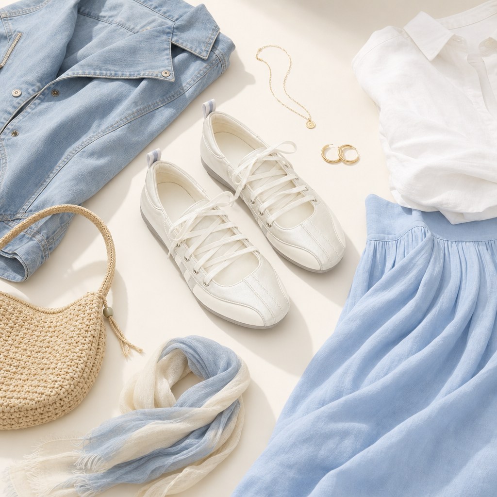 Ballerine argentate con lacci, perfette da abbinare a un abbigliamento casual.