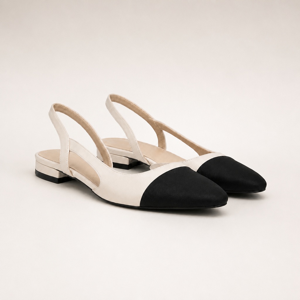 Off-white color block closed toe flat shoes