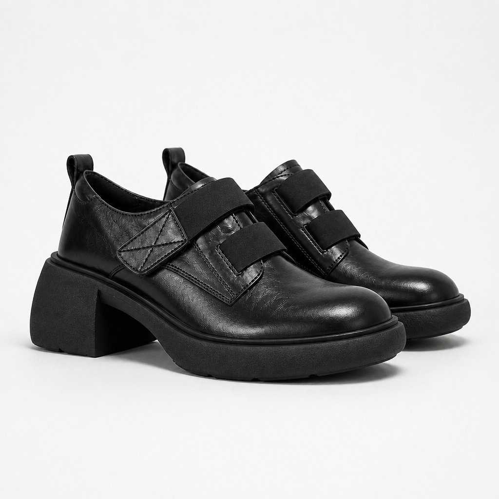 Mocassins confortables noirs à semelle épaisse - vue complète du produit