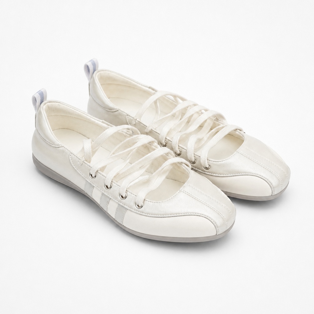 Ballerine argentate con lacci