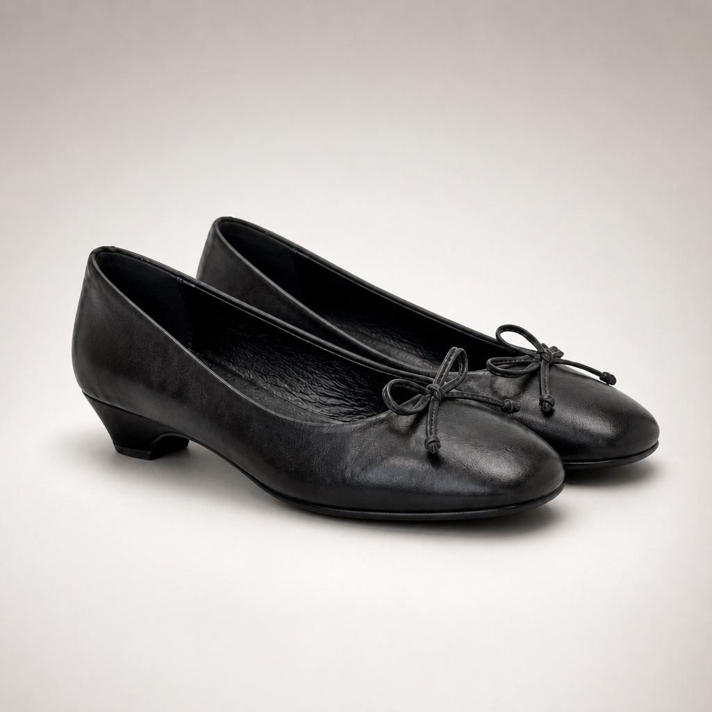 Black low wedge dress flats