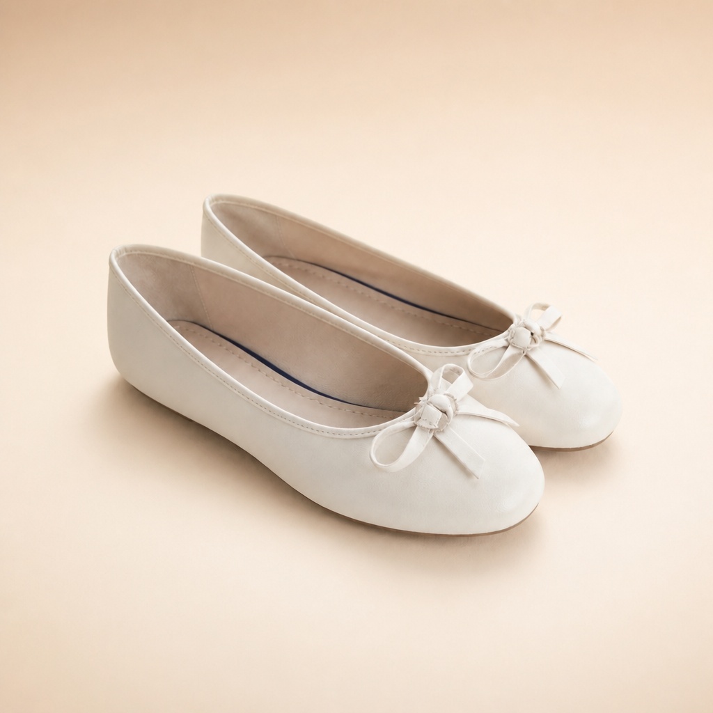 Beige rusetti balettitassut