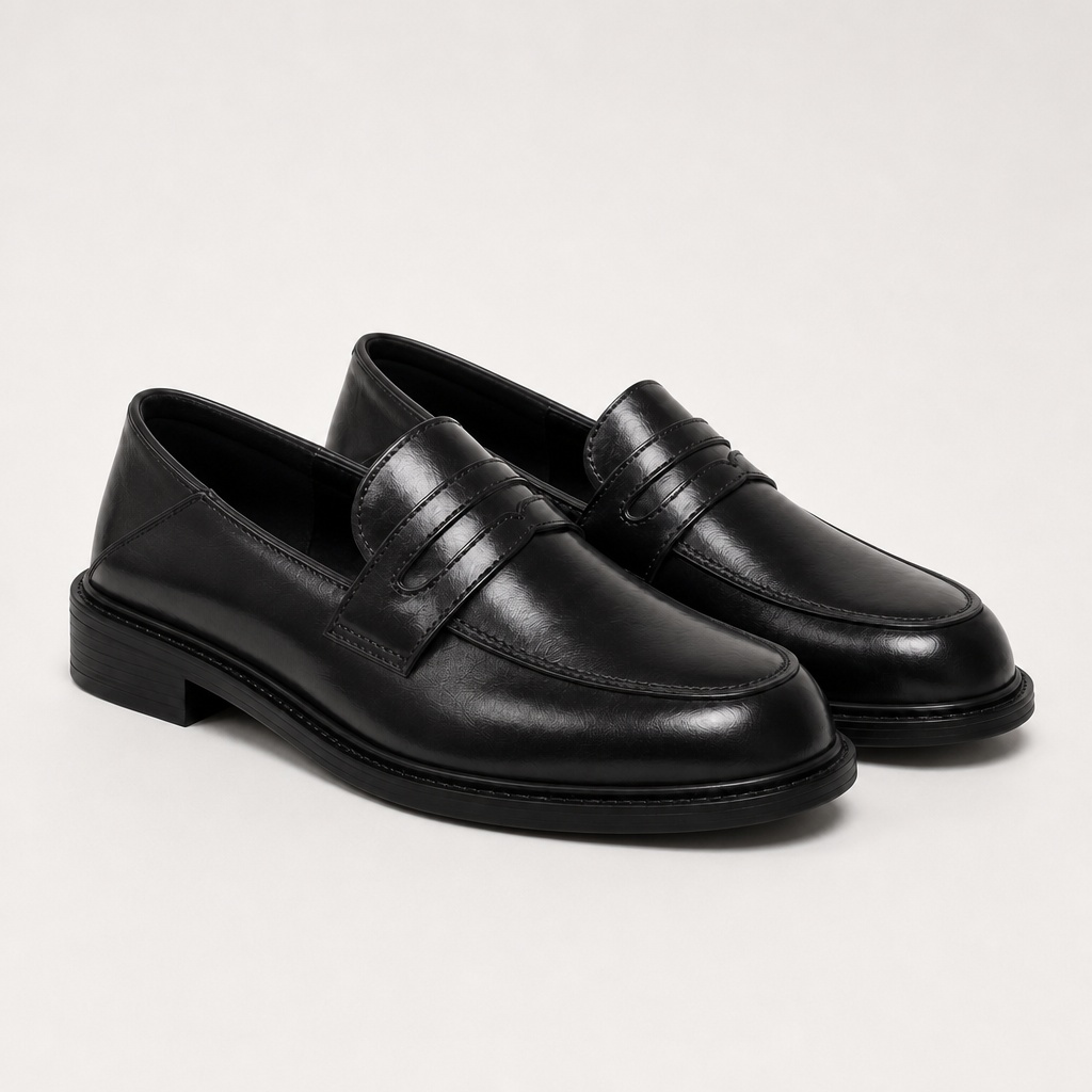 mocassins de bureau noirs à talon bas raffinés