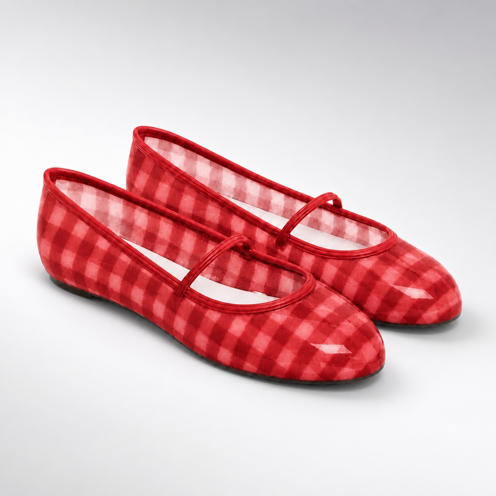 Κόκκινα καρό flats Mary Jane