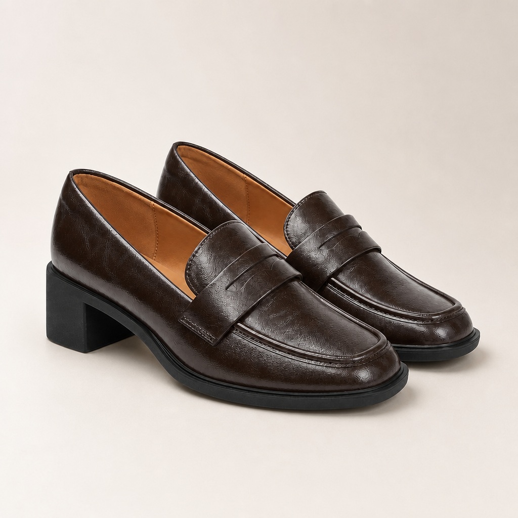 mocassins marron structurés à bout rond