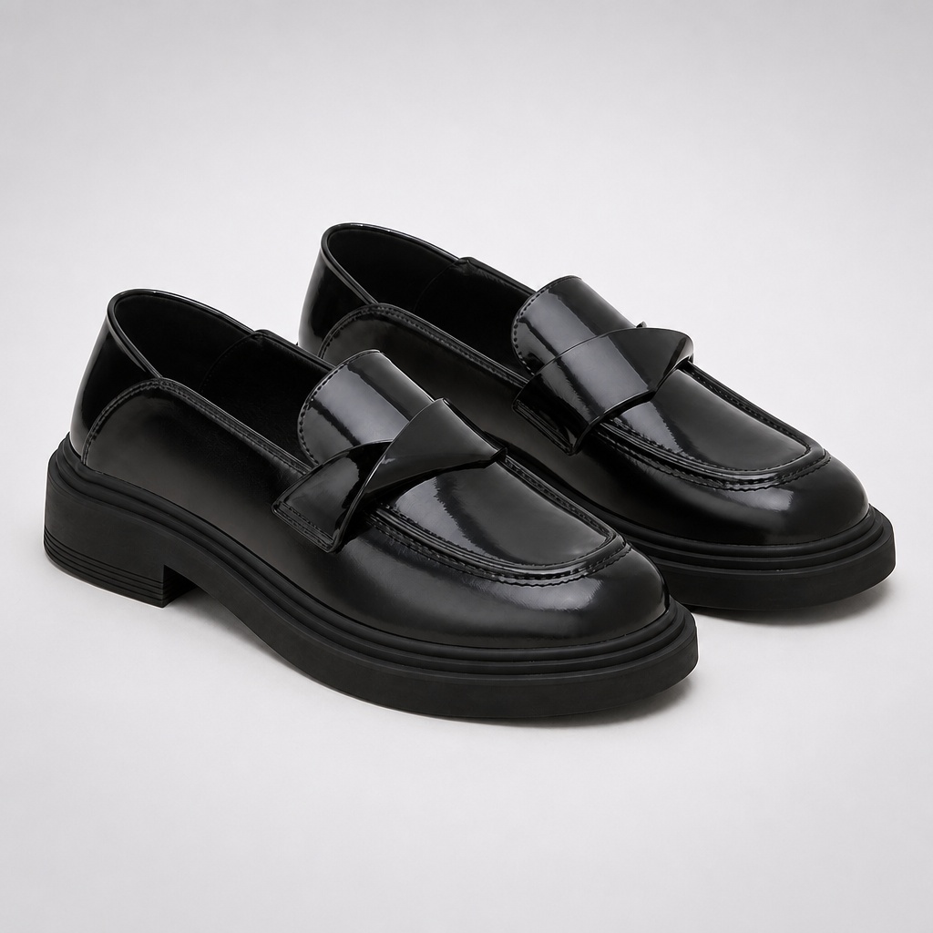 option mocassins en cuir verni noir