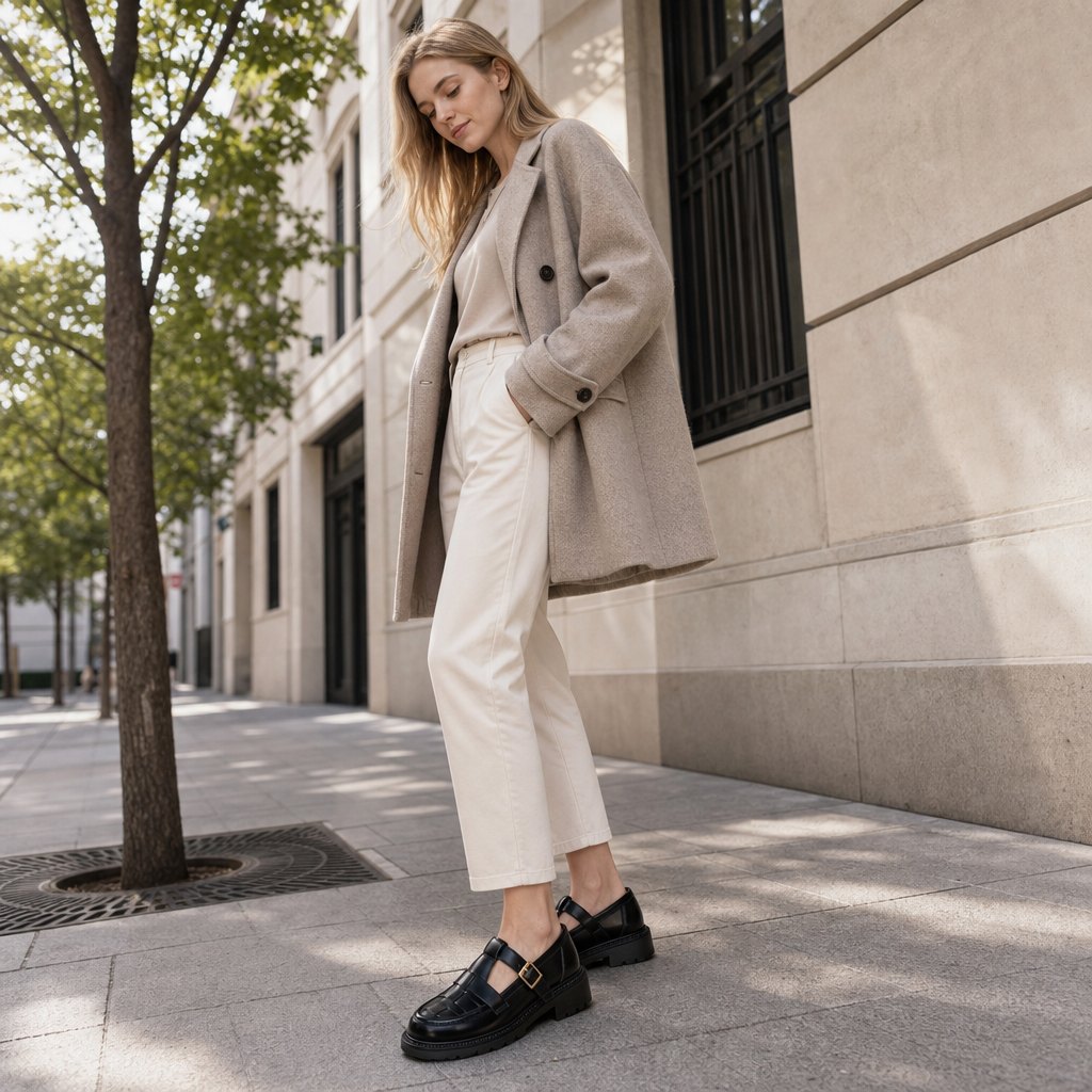 Street lifestyle scene showing the fisherman shoes worn with casual styling