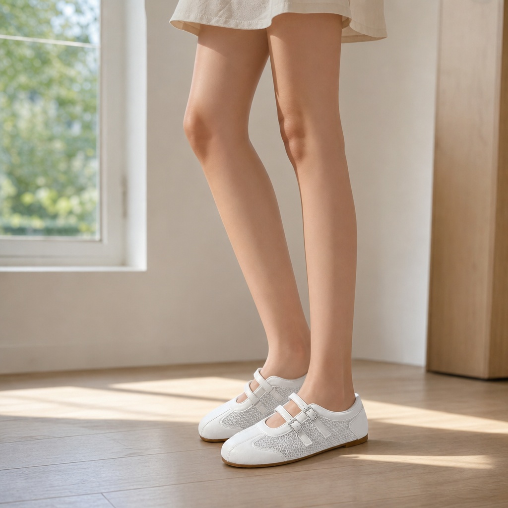 Scarpe da ginnastica Mary Jane indossate in casa per le passeggiate quotidiane