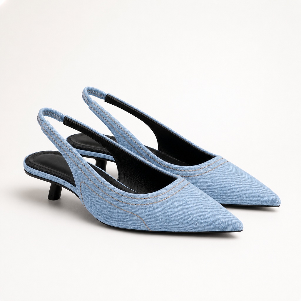 Opção de cor de salto slingback azul claro