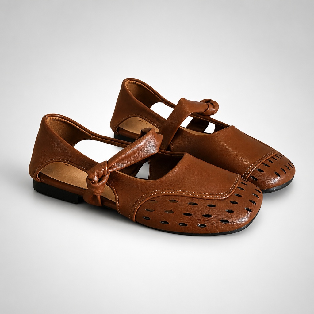 Coffee round toe flat casual shoes