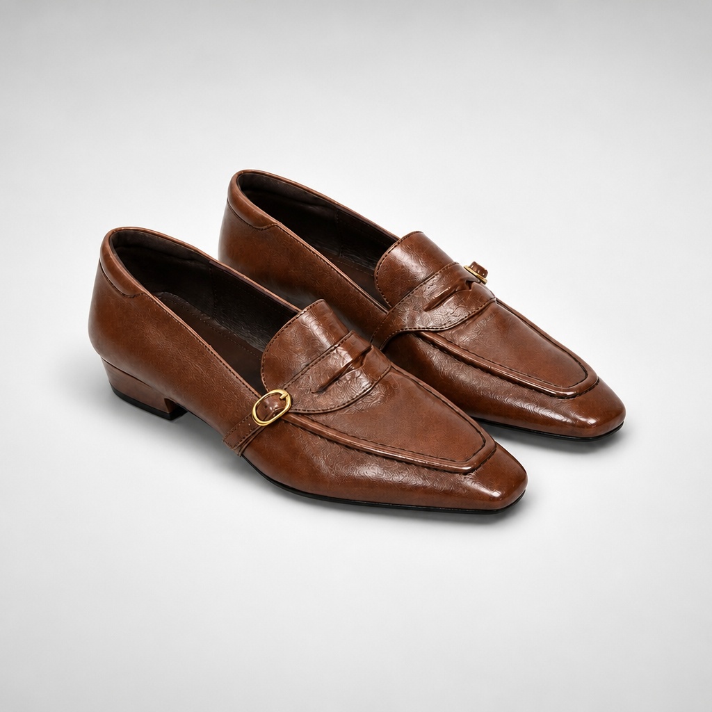 Brown minimal chic pointed slip-on comfort shoes