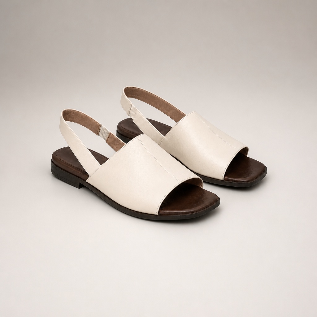 Off-white Roman style flat sandals