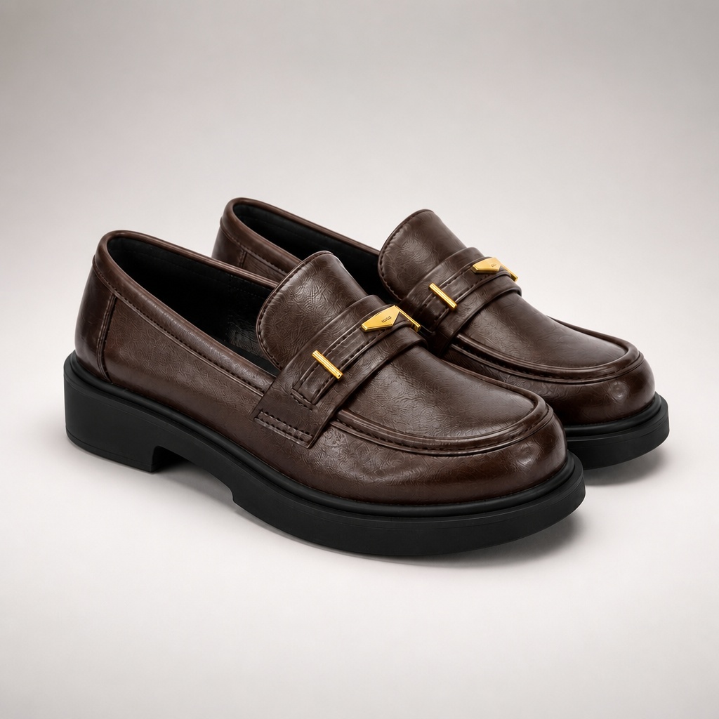 mocassins marron structurés à bout rond