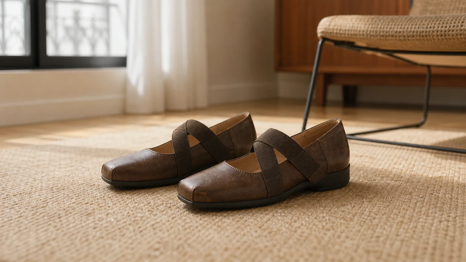 Donne che indossano scarpe da ballo Mary Jane in un ambiente interno quotidiano.